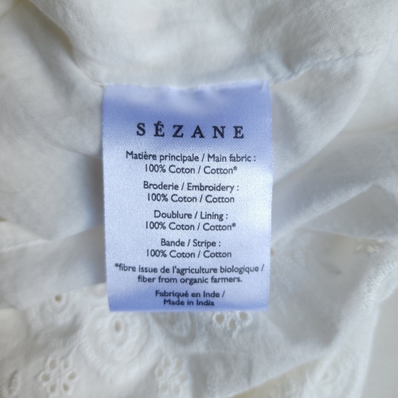 Sezane Chacha Embroidered Eyelet Lace Ruffle Mini Dress In Ecru - Picture 9 of 13